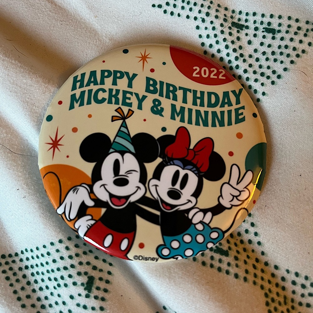 Authentic RARE 2022 Mickey and Minnie 100th Birthday Button